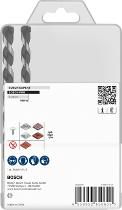 „Bosch PRO HEX-5“ grąžtų rinkinys, 7 dalys, skirtas mūrui gręžti.